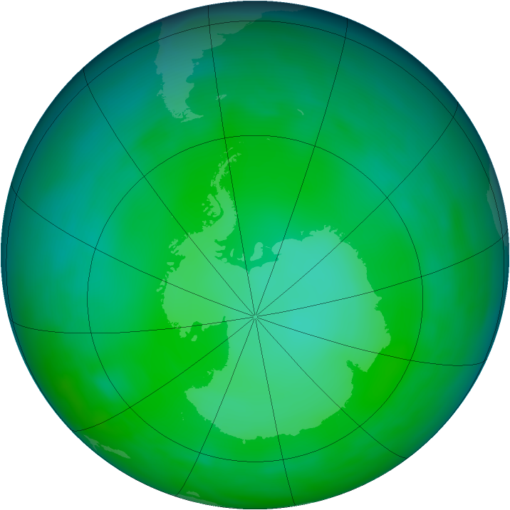 Antarctic ozone map for June 2012